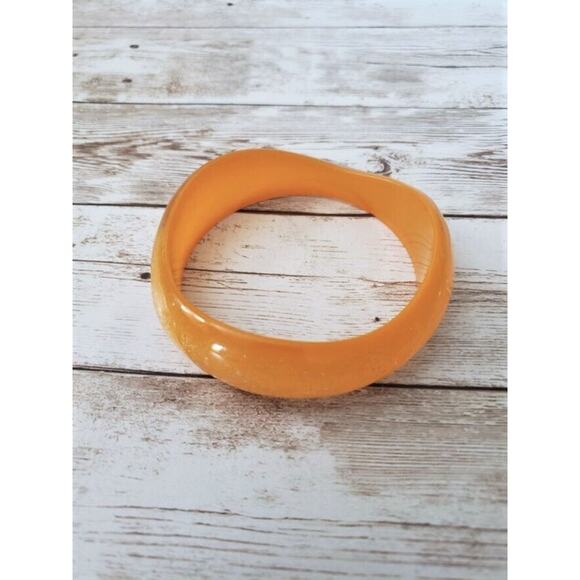 Vintage Bracelet / Bangle Wavy Glittery Orange - Picture 3 of 4